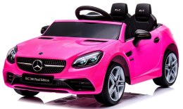 Mercedes SLC 300 różowy Piankowe Koła Eva, miękki fotelik Licencja Akumulator litowo-jonowy