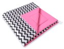 Namiot TIPI dla dzieci + mata + poduszki + zawieszki pióra - Chevron czarny/ciemny róż