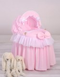 Wózek dla lalek Kosz Mojżesza dla lalek z budką LITTLE PRINCESS różowy