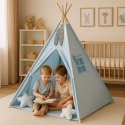 Namiot Tipi dla dzieci + zawieszki pióra - niebieski