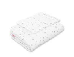 Komplet pościeli dla niemowląt z wypełnieniem 2-cz 75x100cm NEWBORN - mini gwiazdki szare