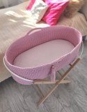 Kosz Mojżesza BOHO bawełniany Handmade z materacykiem - różowy