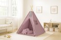 Namiot TIPI dla dzieci + mata + poduszki + zawieszki pióra - róż retro