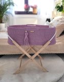 Kosz Mojżesza BOHO bawełniany Handmade z materacykiem - lawendowy