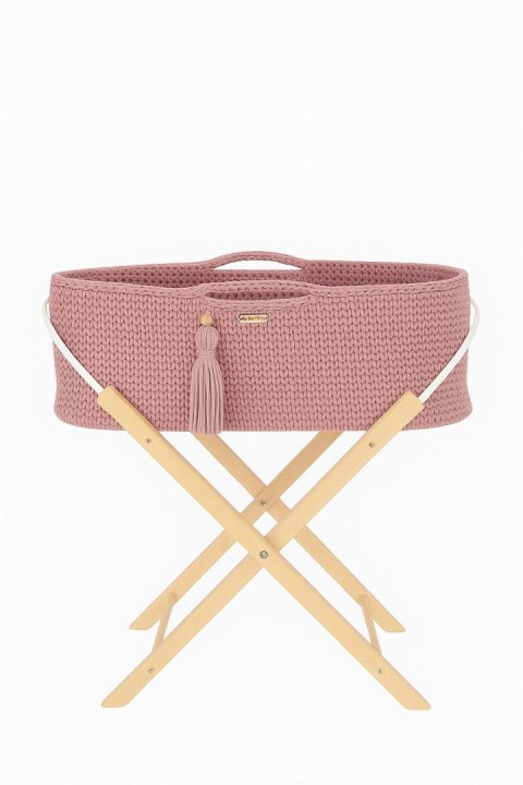 Kosz Mojżesza BOHO Handmade ze stojakiem - pastel pink