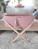 Kosz Mojżesza BOHO bawełniany Handmade z materacykiem - pastel pink