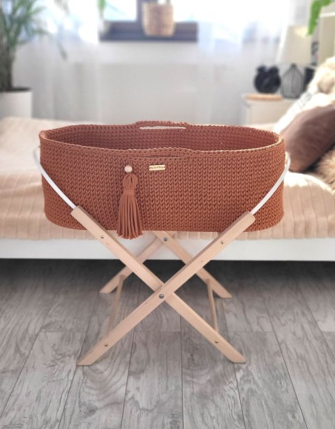 Kosz Mojżesza BOHO bawełniany Handmade z materacykiem - terracotta
