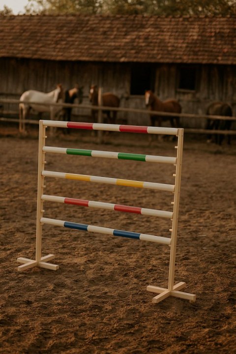Przeszkoda skokowa do Hobby Horse 120cm, dwie belki - zielona i różowa