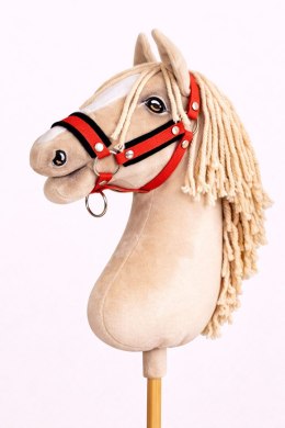 Kantar regulowany dla konia Hobby Horse A3 czerwony z czarnym futerkiem
