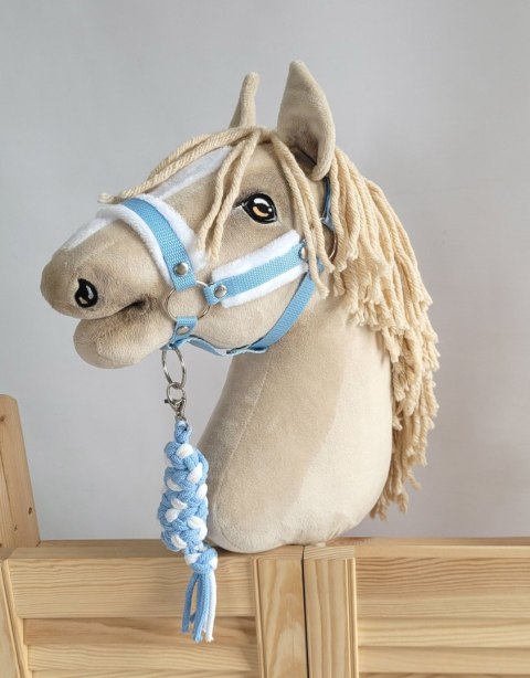 Uwiąz dla konia Hobby Horse pleciony ze sznurka - biało-błękitny