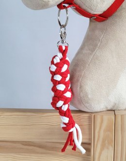 Uwiąz dla konia Hobby Horse pleciony ze sznurka - biało-czerwony