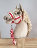 Uwiąz dla konia Hobby Horse pleciony ze sznurka - biało-czerwony
