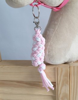 Uwiąz dla konia Hobby Horse pleciony ze sznurka - biało-różowy