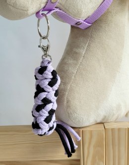 Uwiąz dla konia Hobby Horse pleciony ze sznurka - czarno-fioletowy