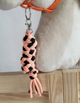 Uwiąz dla konia Hobby Horse pleciony ze sznurka - czarno-pomarańczowy