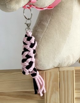 Uwiąz dla konia Hobby Horse pleciony ze sznurka - czarno-różowy