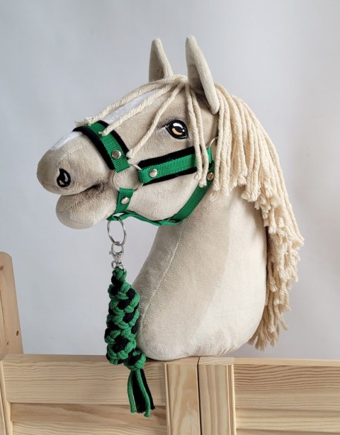 Uwiąz dla konia Hobby Horse pleciony ze sznurka - czarno-zielony