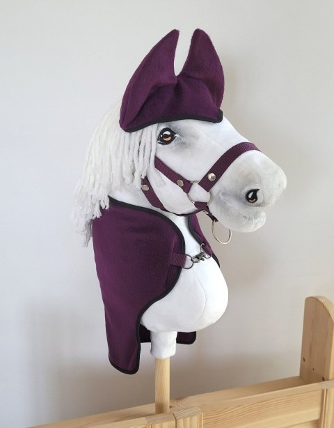 Zestaw dla Hobby Horse A3: polarowa derka + nauszniki - śliwka