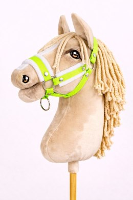 Kantar regulowany dla konia Hobby Horse A3 neon green białym futerkiem