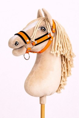 Kantar regulowany dla konia Hobby Horse A3 neon orange czarnym futerkiem