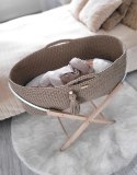 Kosz Mojżesza BOHO bawełniany Handmade z materacykiem - sand