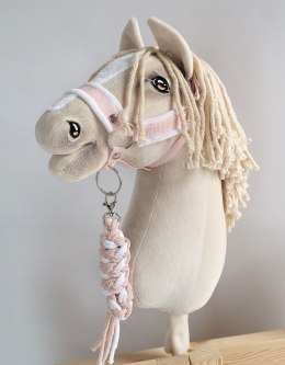 Uwiąz dla konia Hobby Horse pleciony ze sznurka - biało-pudrowy róż