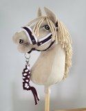 Uwiąz dla konia Hobby Horse pleciony ze sznurka - biało-śliwkowy