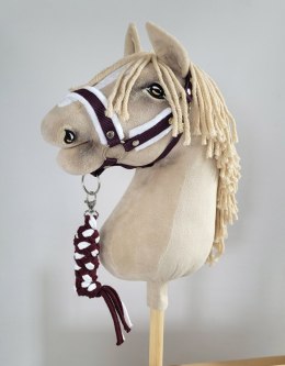 Uwiąz dla konia Hobby Horse pleciony ze sznurka - biało-śliwkowy