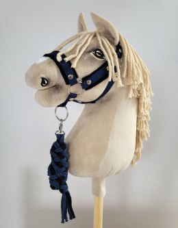 Uwiąz dla konia Hobby Horse pleciony ze sznurka - czarno-granatowy