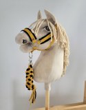 Uwiąz dla konia Hobby Horse pleciony ze sznurka - czarno-musztardowy