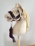 Uwiąz dla konia Hobby Horse pleciony ze sznurka - czarno-śliwkowy