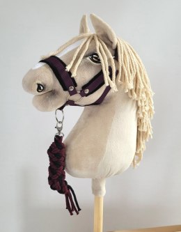 Uwiąz dla konia Hobby Horse pleciony ze sznurka - czarno-śliwkowy