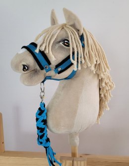 Uwiąz dla konia Hobby Horse pleciony ze sznurka - czarno-turkusowy