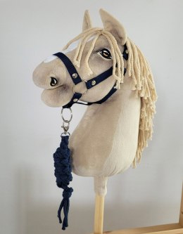 Uwiąz dla konia Hobby Horse pleciony ze sznurka - granatowy