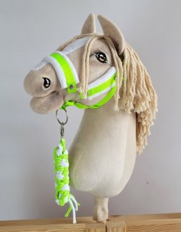 Uwiąz dla konia Hobby Horse pleciony ze sznurka - neon green/ biały