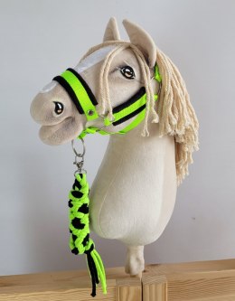 Uwiąz dla konia Hobby Horse pleciony ze sznurka - neon green/ czarny