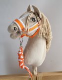 Uwiąz dla konia Hobby Horse pleciony ze sznurka - neon orange/ biały