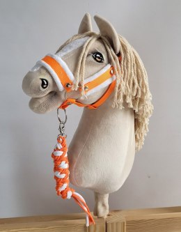 Uwiąz dla konia Hobby Horse pleciony ze sznurka - neon orange/ biały