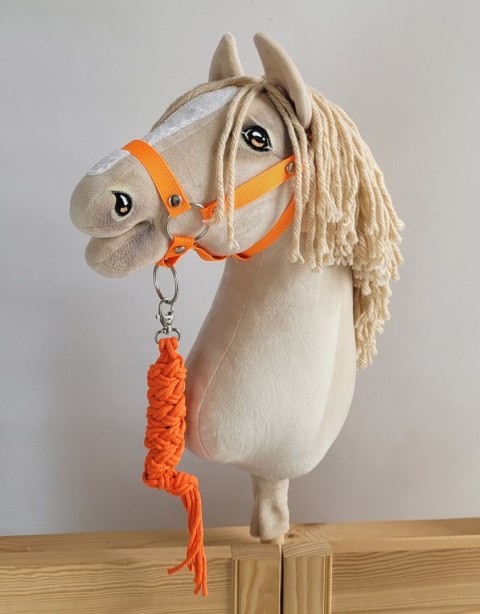 Uwiąz dla konia Hobby Horse pleciony ze sznurka - neon orange