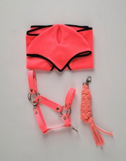 Uwiąz dla konia Hobby Horse pleciony ze sznurka - neon pink