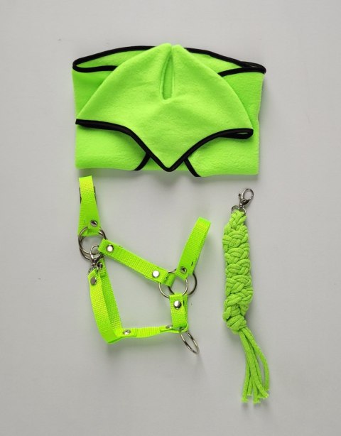 Zestaw dla Hobby Horse A3: polarowa derka + nauszniki - neon green
