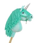 Hobby Horse Jednorożec na kiju miętowy z miętową grzywą i srebrnym rogiem A4