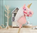 Hobby Horse Jednorożec na kiju różowy z białą grzywą i złotym rogiem A4