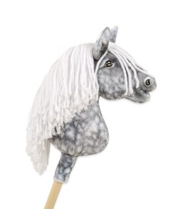 Hobby Horse Średni koń na kiju Premium siwek jabłkowity z białą grzywą A4
