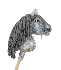 Hobby Horse Średni koń na kiju Premium siwek jabłkowity z siwą grzywą A4