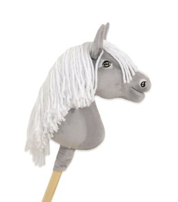 Hobby Horse Średni koń na kiju Premium siwy z białą grzywą A4