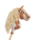 Hobby Horse Średni koń na kiju Premium srokaty tobiano z beżową grzywą A4