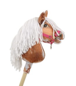Hobby Horse Średni koń na kiju Premium srokaty tobiano z białą grzywą A4