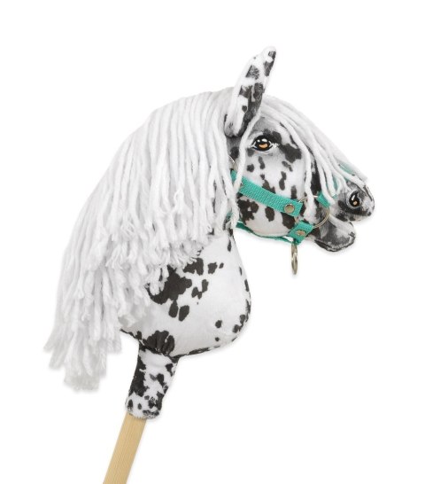Hobby Horse Średni koń na kiju Premium tarantowaty biało-czarny z białą grzywą A4