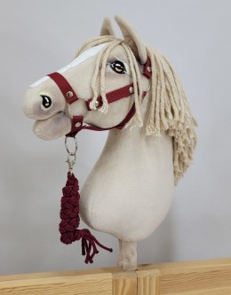 Uwiąz dla konia Hobby Horse pleciony ze sznurka - bordowy